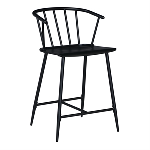 Scranton & Co All Metal Counter Stool in Black with Spindle Back Detail