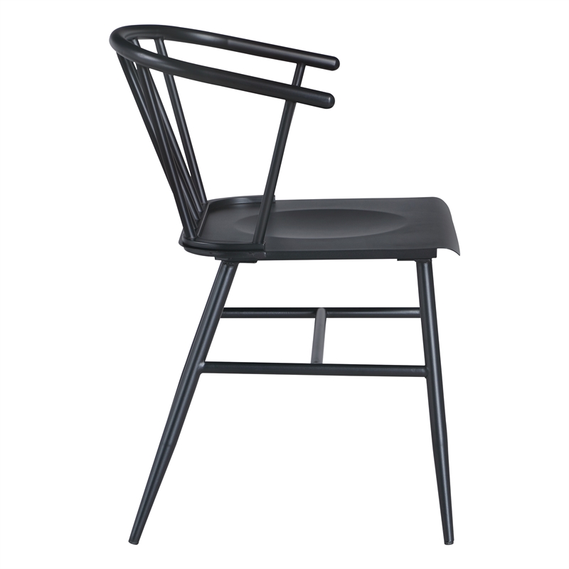 Scranton & Co All Metal Curved Back Dining Chair in Black Farmhouse Style