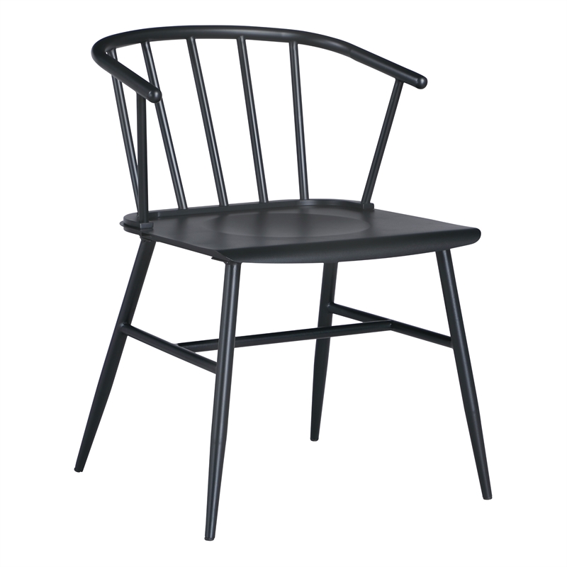 Scranton & Co All Metal Curved Back Dining Chair in Black Farmhouse Style