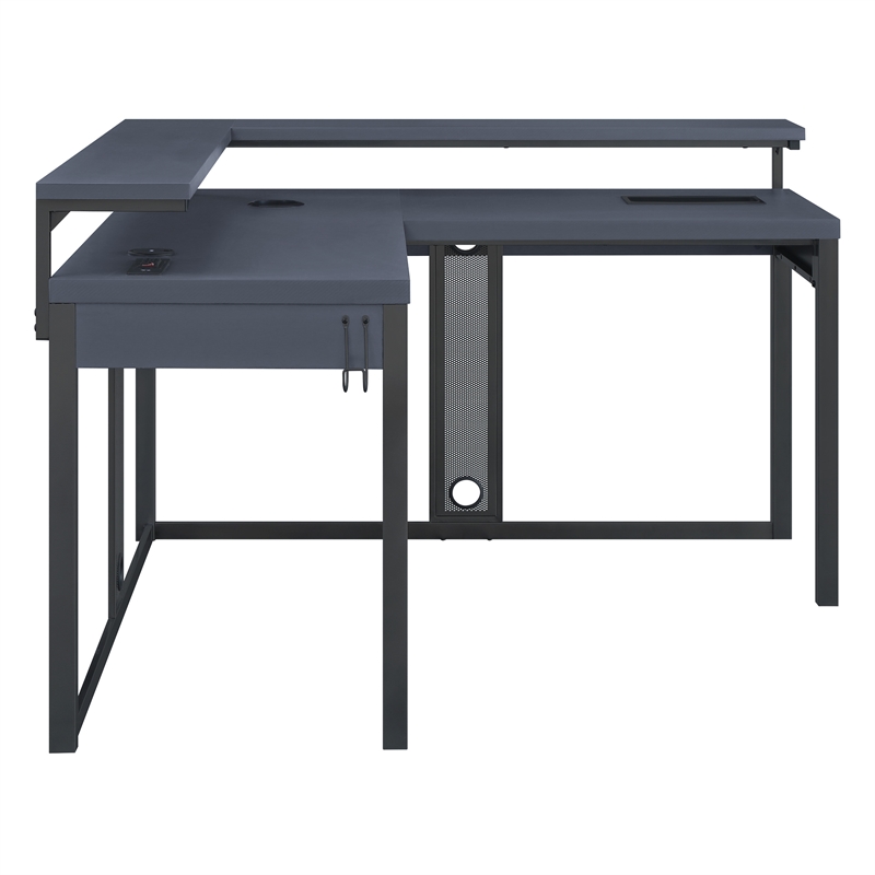 Scranton & Co L-Shape Gaming Desk in Black Steel with RGB LED Lighting