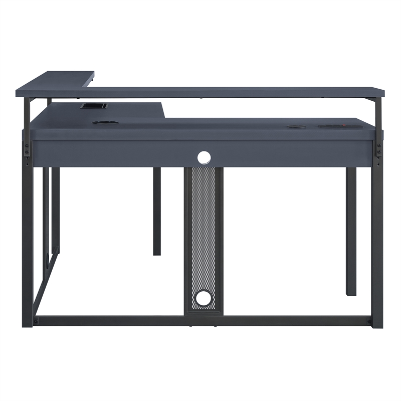 Scranton & Co L-Shape Gaming Desk in Black Steel with RGB LED Lighting