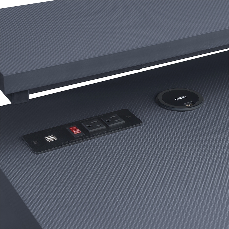 Scranton & Co L-Shape Gaming Desk in Black Steel with RGB LED Lighting