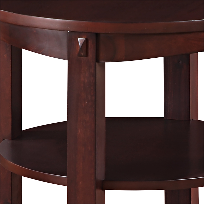 Scranton & Co 3-Shelf Round End Table in Espresso Solid Wood Finish