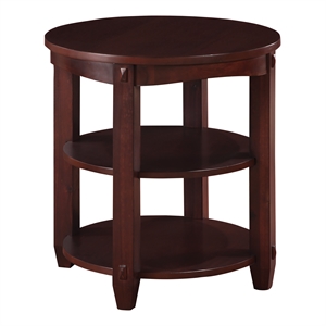 Scranton & Co 3-Shelf Round End Table in Espresso Solid Wood Finish