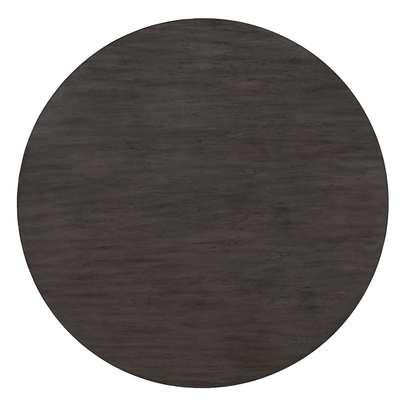 Scranton & Co Round Coffee Table with Lower Shelf in Slate Gray Solid Wood