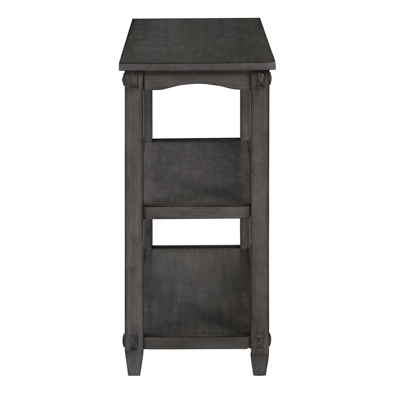 Scranton & Co 3-Shelf Console Table in Slate Gray Solid Wood Finish
