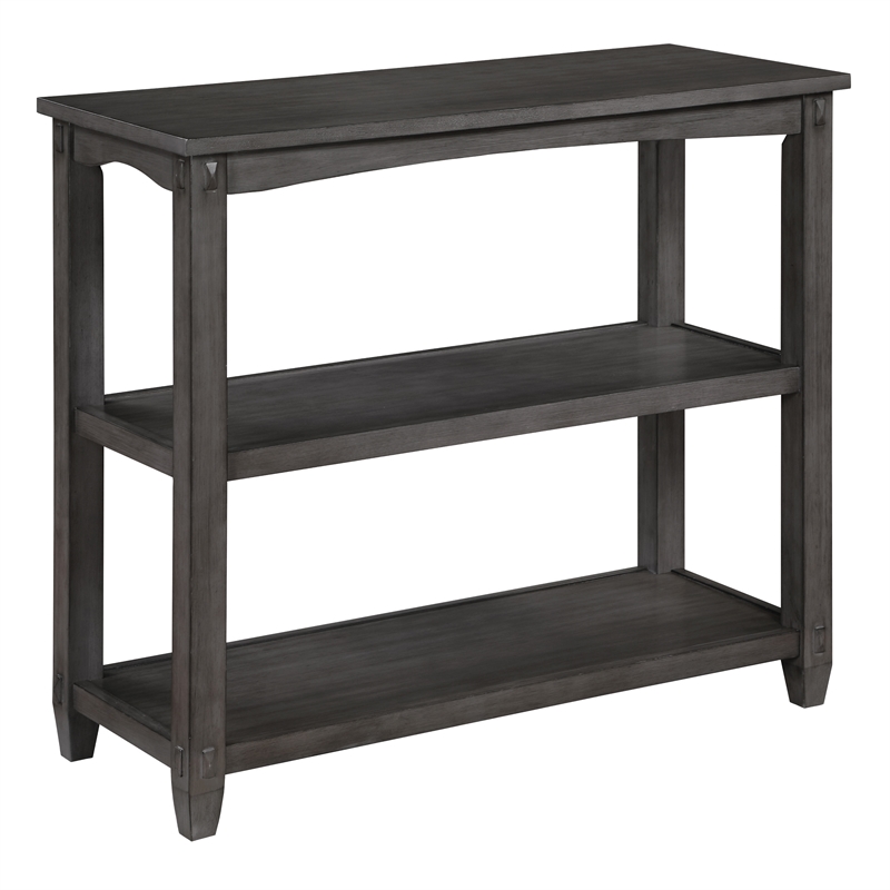 Scranton & Co 3-Shelf Console Table in Slate Gray Solid Wood Finish