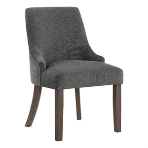 Scranton & Co Charcoal Fabric Dining Chair Set of 2 Grey Brushed Wood Legs