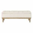 Scranton & Co Linen White Fabric Storage Bench with Brushed Wood Legs