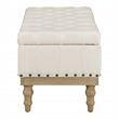 Scranton & Co Linen White Fabric Storage Bench with Brushed Wood Legs
