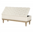 Scranton & Co Linen White Fabric Storage Bench with Brushed Wood Legs