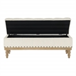 Scranton & Co Linen White Fabric Storage Bench with Brushed Wood Legs