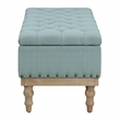 Scranton & Co Sea Blue Fabric Storage Bench with Brushed Wood Legs