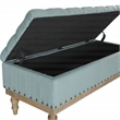 Scranton & Co Sea Blue Fabric Storage Bench with Brushed Wood Legs