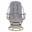 Scranton & Co Gray Fabric Rattan Swivel Rocker Chair White Wash Frame