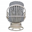 Scranton & Co Gray Fabric Rattan Swivel Rocker Chair White Wash Frame