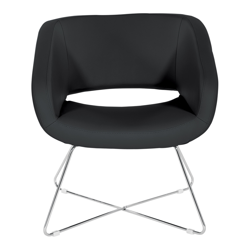 Scranton & Co Black Faux Leather Accent Chair with Chrome Base