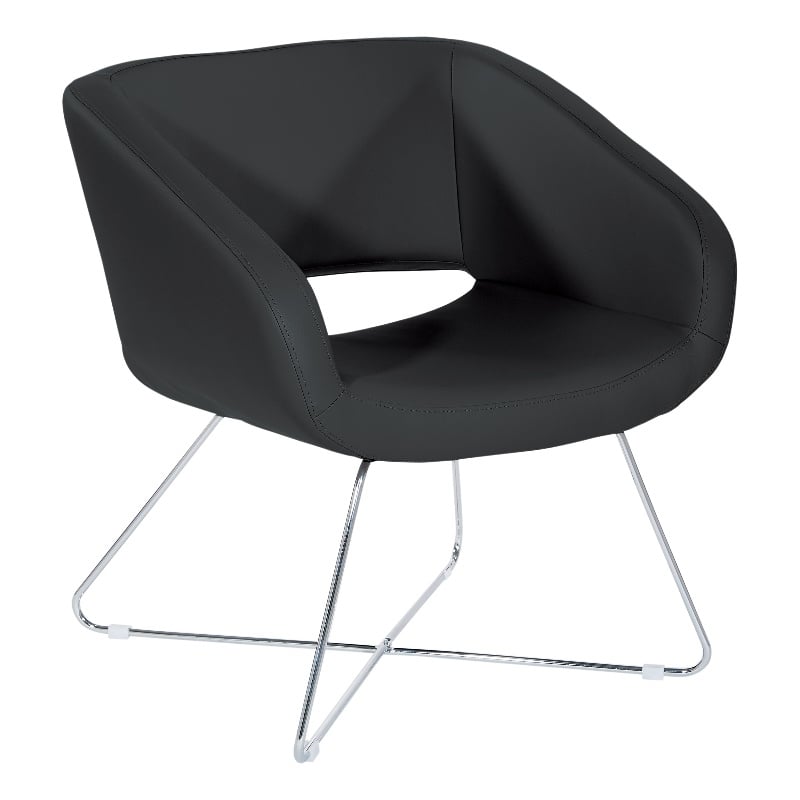 Scranton & Co Black Faux Leather Accent Chair with Chrome Base