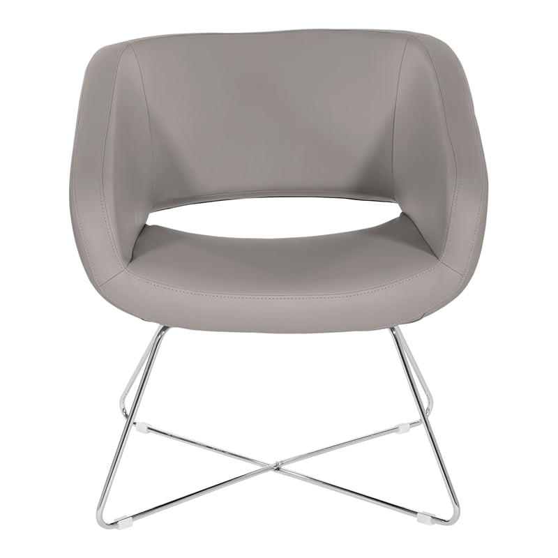 Scranton & Co Gray Faux Leather Accent Chair with Chrome Base