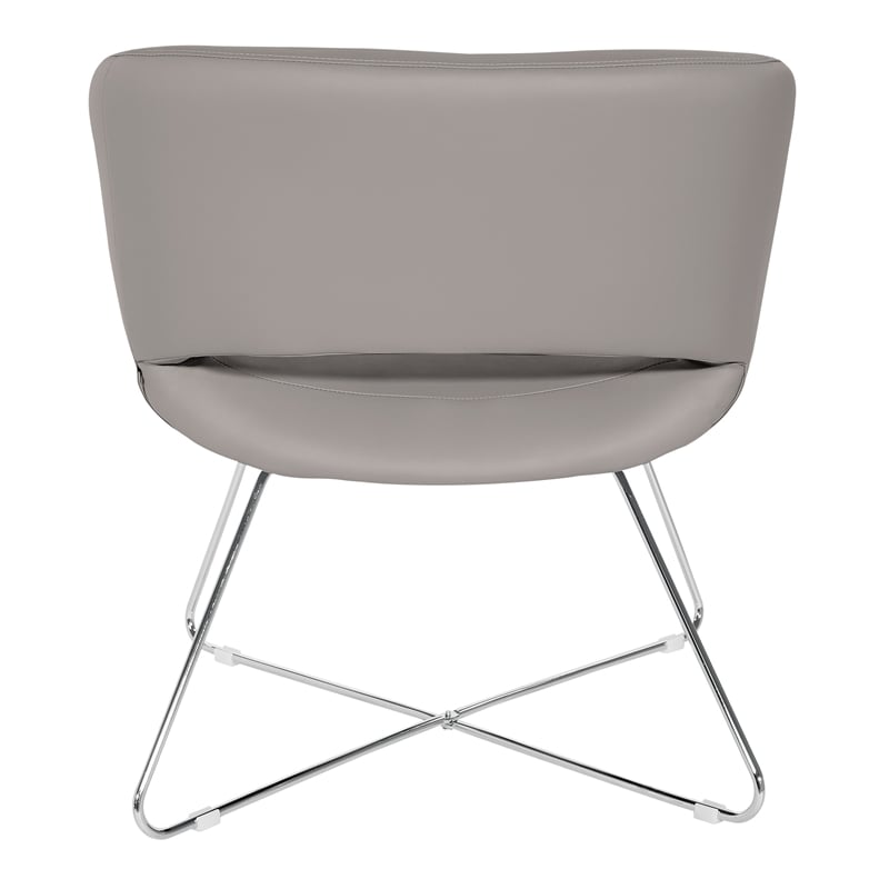 Scranton & Co Gray Faux Leather Accent Chair with Chrome Base