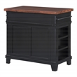 Scranton & Co Farmhouse Kitchen Island in Black with Wood Top