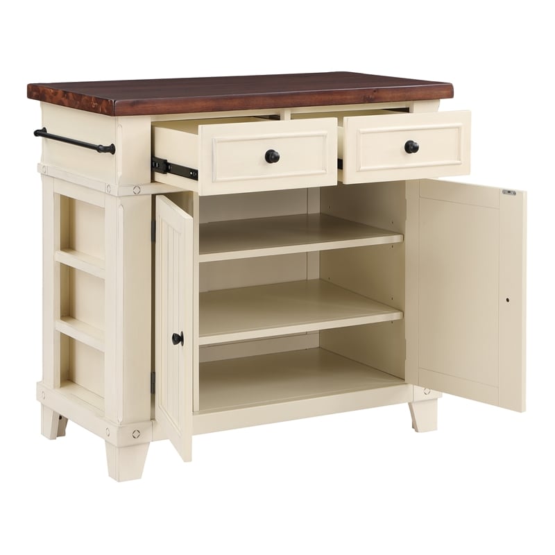 Scranton & Co Kitchen Island in White Farmhouse Style Engineered Wood