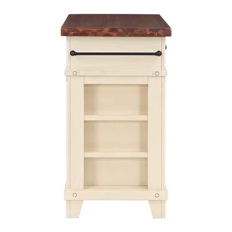 Scranton & Co Kitchen Island in White Farmhouse Style Engineered Wood
