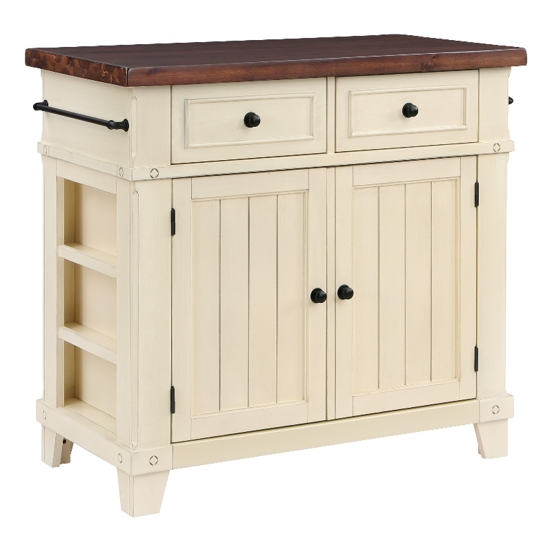 Scranton & Co Kitchen Island in White Farmhouse Style Engineered Wood