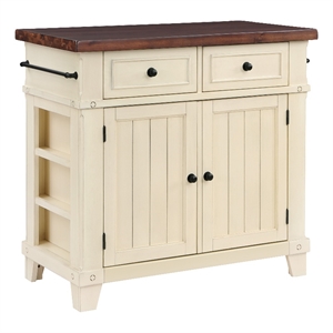 Scranton & Co Kitchen Island in White Farmhouse Style Engineered Wood
