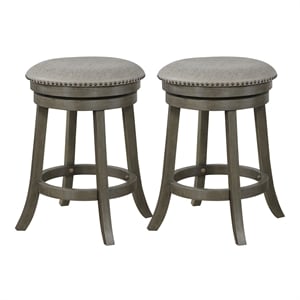 Scranton & Co 26&quot Round Swivel Counter Stool Dove White Faux Leather 2 Pack