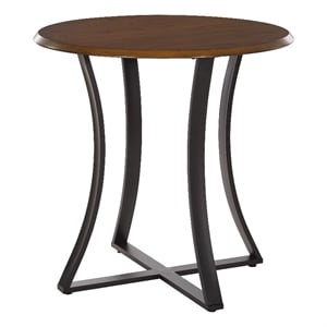 Scranton & Co 36&quot Oak Veneer Round Counter Height Table Black Metal Base