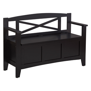 Scranton & Co Mission Style Entry Way Bench in Black Finish Solid Wood & Veneer