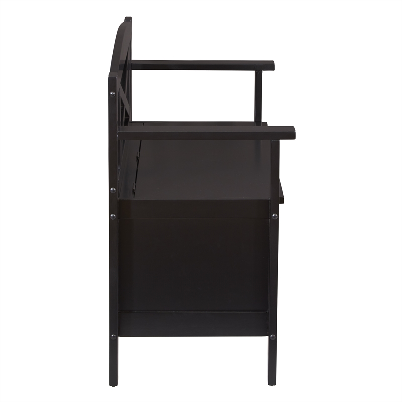 Scranton & Co Mission Style Entry Way Bench in Black Finish Solid Wood & Veneer
