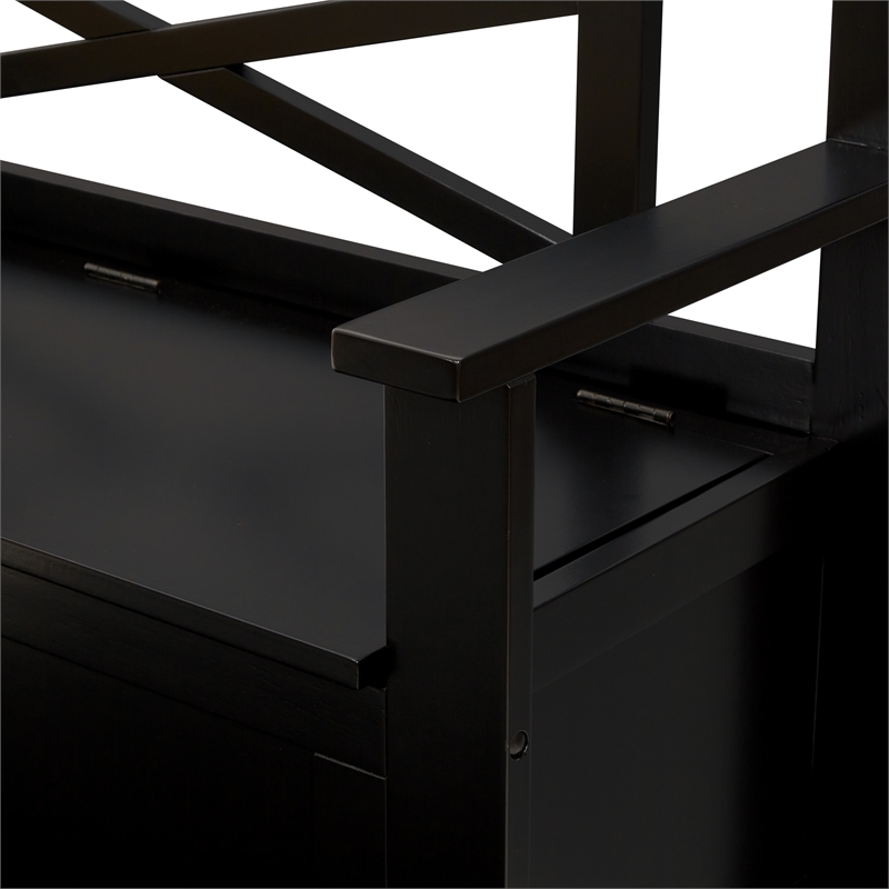 Scranton & Co Mission Style Entry Way Bench in Black Finish Solid Wood & Veneer