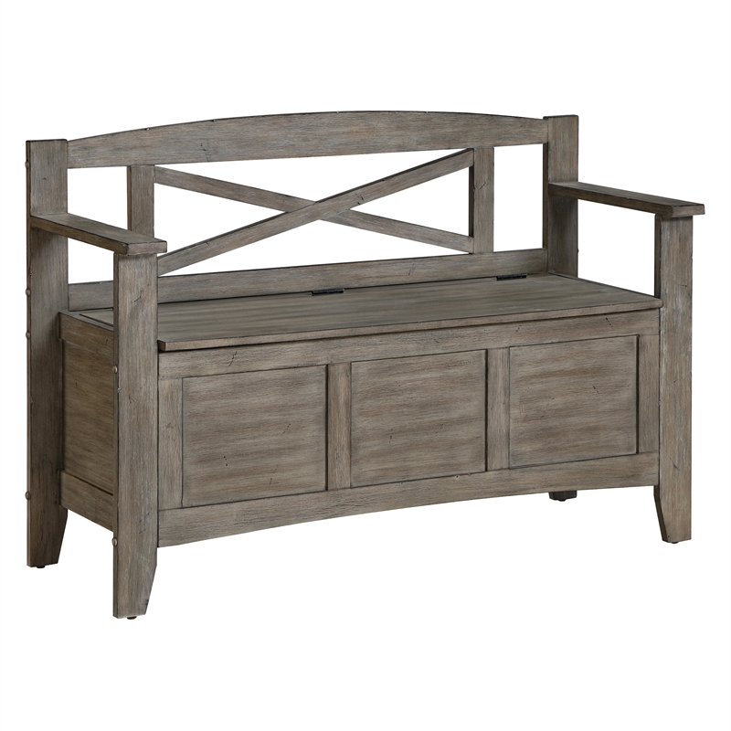 Scranton & Co Mission Style Entry Way Bench in Greystone Gray Engineered Wood