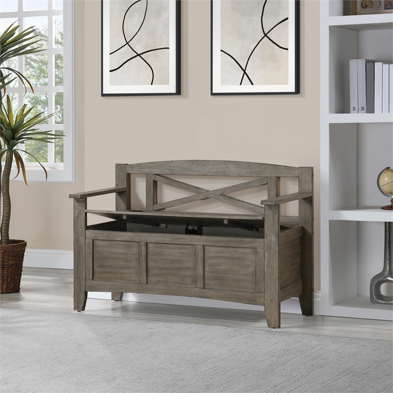 Scranton & Co Mission Style Entry Way Bench in Greystone Gray Engineered Wood