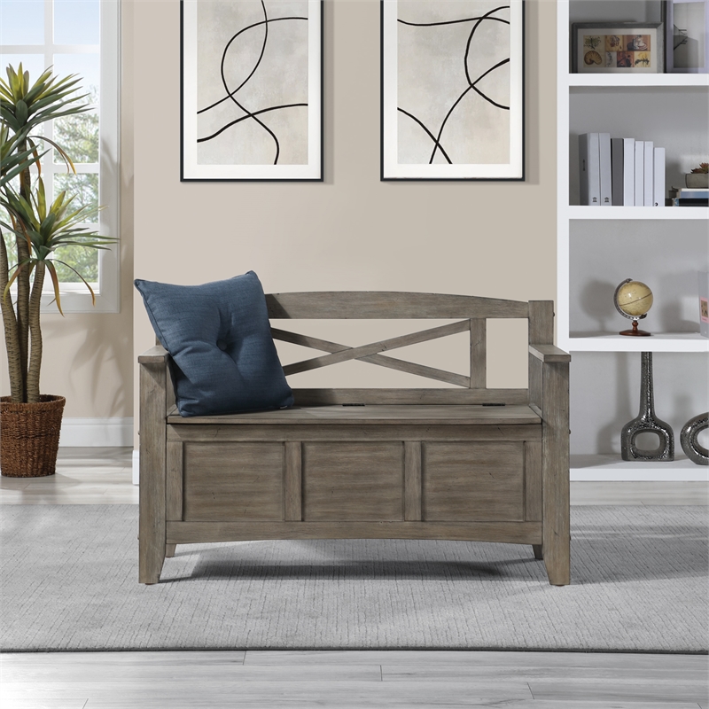 Scranton & Co Mission Style Entry Way Bench in Greystone Gray Engineered Wood