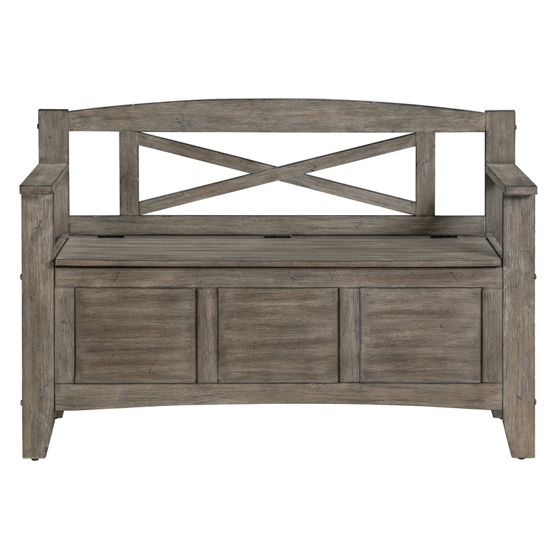 Scranton & Co Mission Style Entry Way Bench in Greystone Gray Engineered Wood