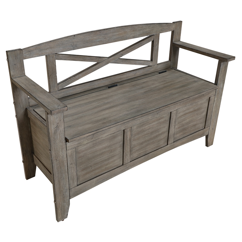 Scranton & Co Mission Style Entry Way Bench in Greystone Gray Engineered Wood