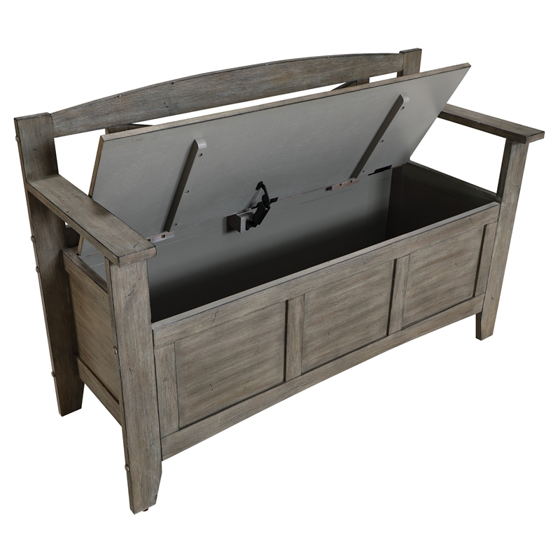 Scranton & Co Mission Style Entry Way Bench in Greystone Gray Engineered Wood