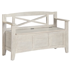 Scranton & Co Mission Style Entry Way Bench in Distressed White Engineered Wood