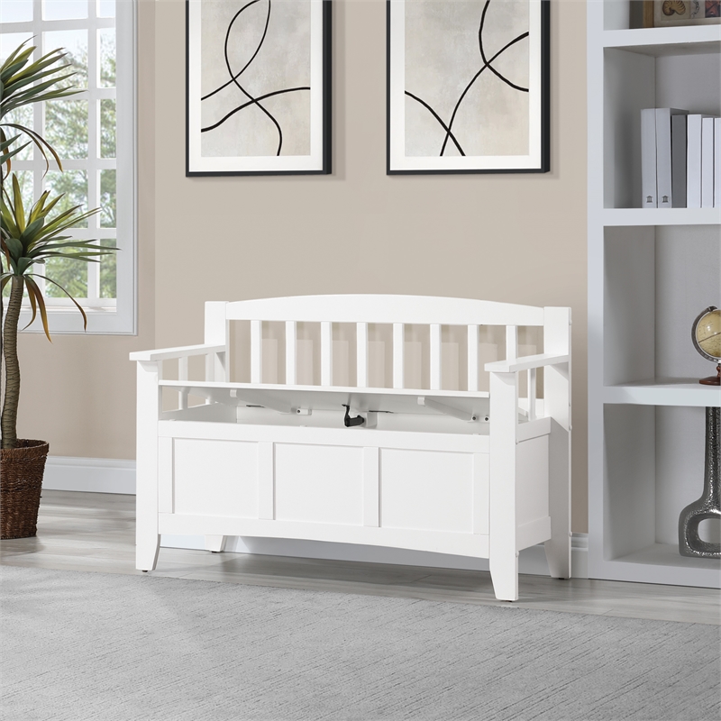 Scranton & Co Mission Style Entry Way Bench in Sierra Snow White Engineered Wood