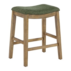 Scranton & Co 24&quot Padded Saddle Counter Stool in Pine Fabric Oak Finish 2-Pack