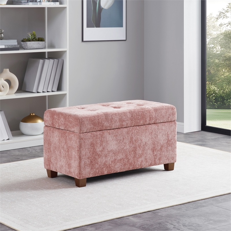 Scranton & Co Storage Rectangle Ottoman in Dusty Rose Fabric