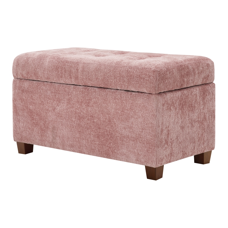 Scranton & Co Storage Rectangle Ottoman in Dusty Rose Fabric