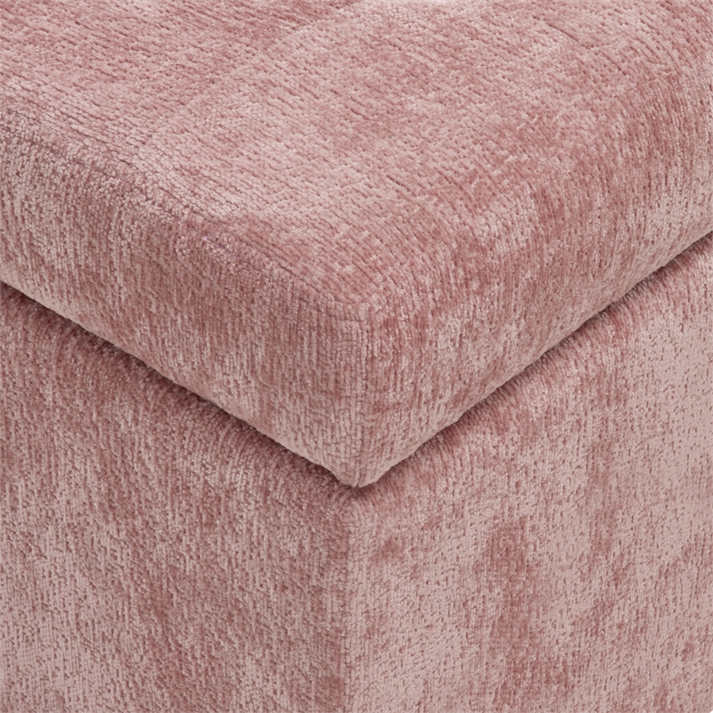 Scranton & Co Storage Rectangle Ottoman in Dusty Rose Fabric