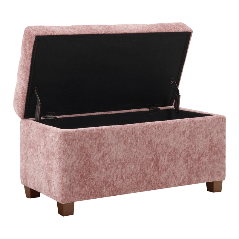 Scranton & Co Storage Rectangle Ottoman in Dusty Rose Fabric