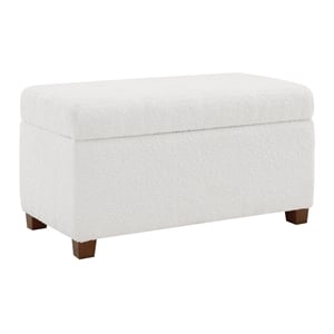 Scranton & Co Storage Rectangle Ottoman in Ivory Sherpa Fabric