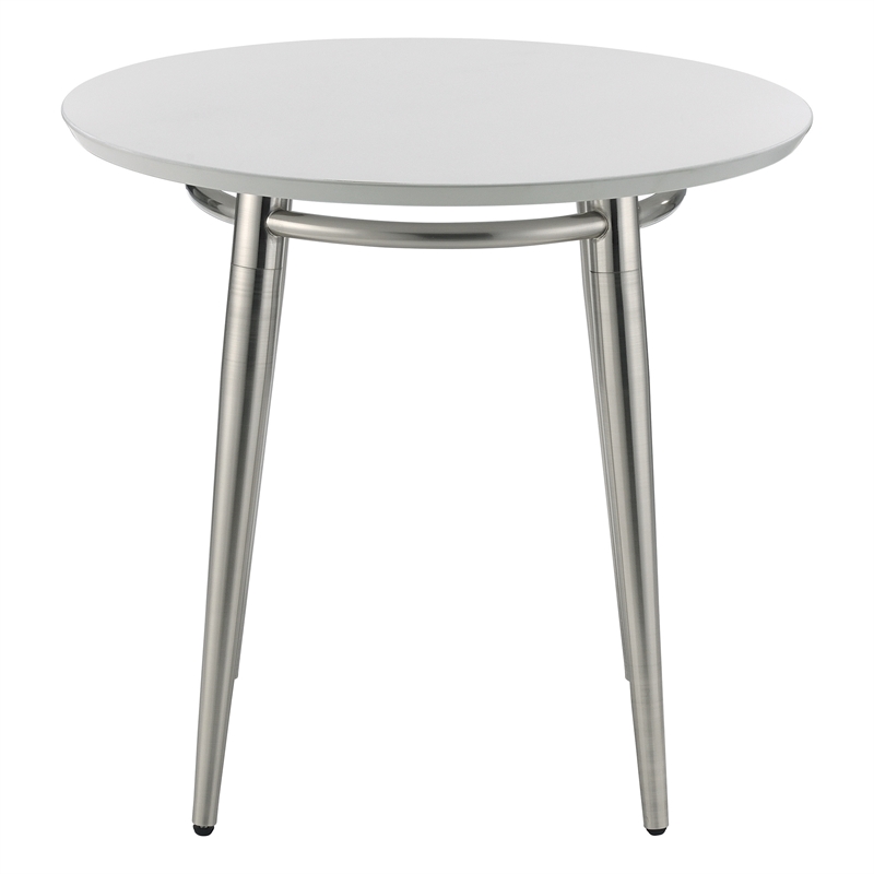 Scranton & Co Round End Table with White Painted Top Brushed Nickel Base