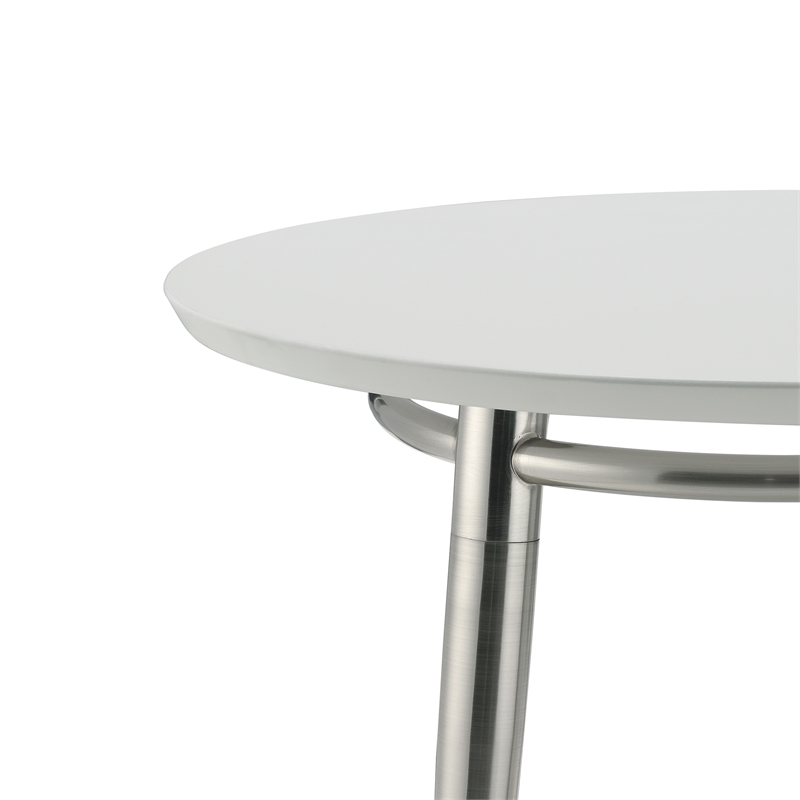 Scranton & Co Round End Table with White Painted Top Brushed Nickel Base